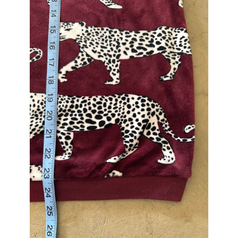 Room Service Womens Burgundy Leopard Print Velvet Pajama Set Velour Joggers L - Picture 11 of 16